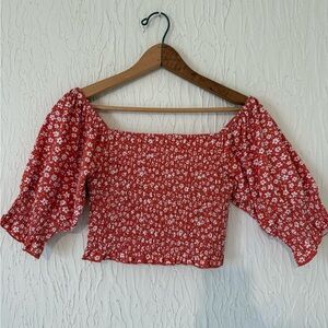 Billabong Dark Pink/Redish Floral Crop Top
